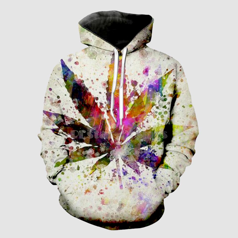Cannabis Print Pullover Hoodie