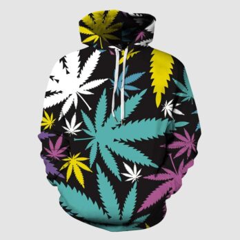 Cannabis Print Pullover Fleece Hoodie