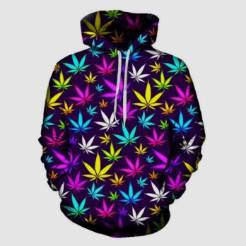 Cannabis Print Pullover Fleece Hoodie