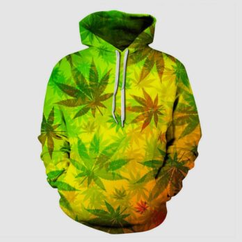 Cannabis Print Pullover Fleece Hoodie