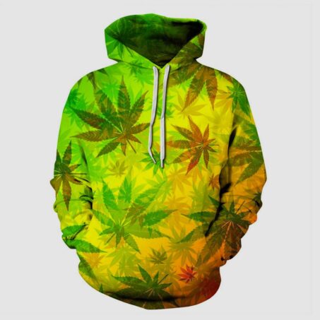 Cannabis Print Pullover Hoodie