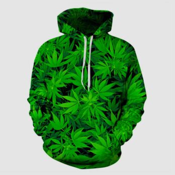 Cannabis Print Pullover Fleece Hoodie