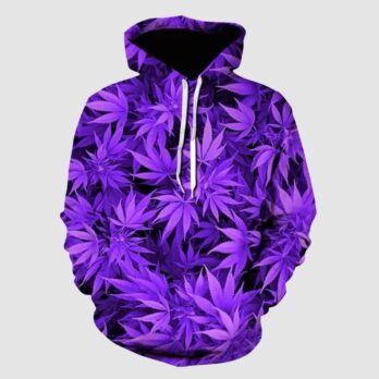 Cannabis Print Pullover Fleece Hoodie
