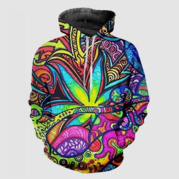 Cannabis Print Pullover Fleece Hoodie