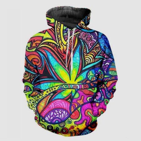 Cannabis Print Pullover Hoodie