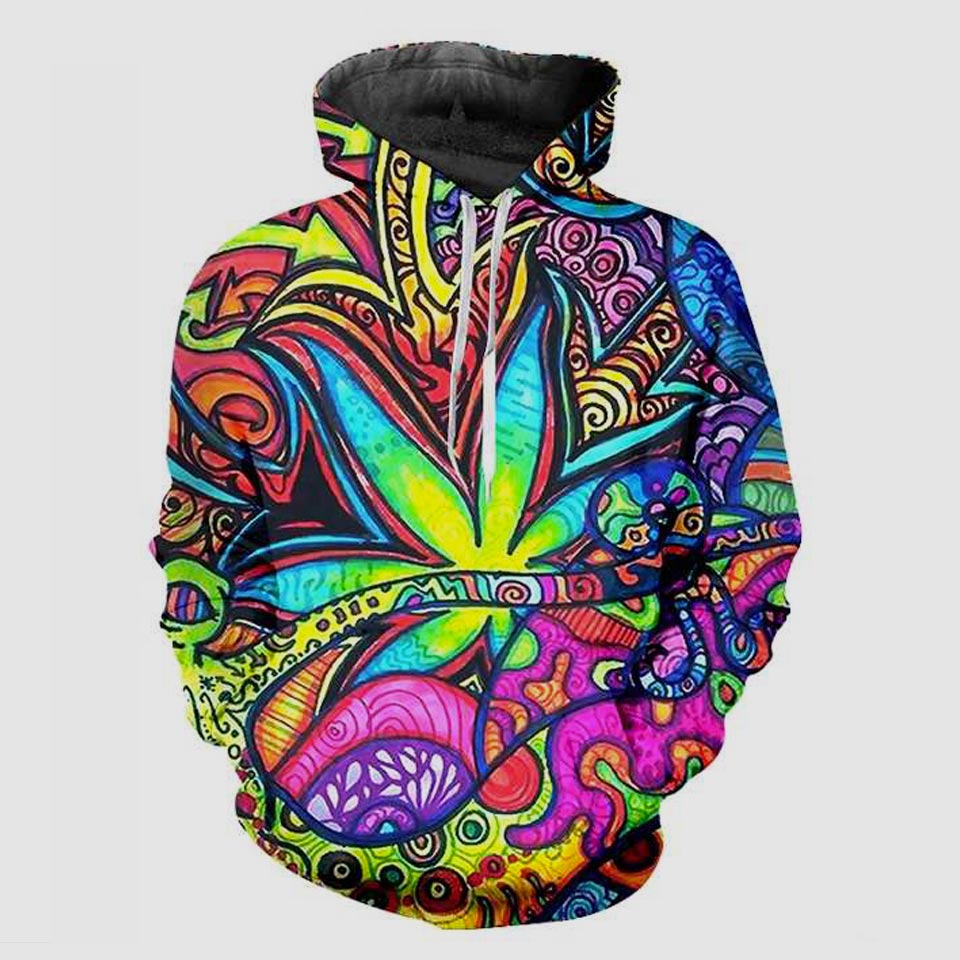 Cannabis Print Pullover Hoodie