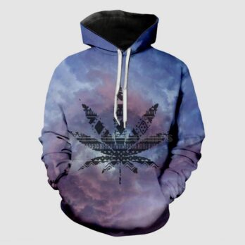 Cannabis Print Pullover Fleece Hoodie