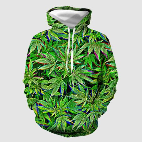 Cannabis Print Pullover Hoodie
