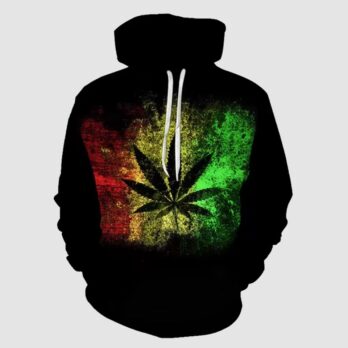 Cannabis Print Pullover Fleece Hoodie