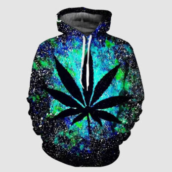Cannabis Print Pullover Fleece Hoodie