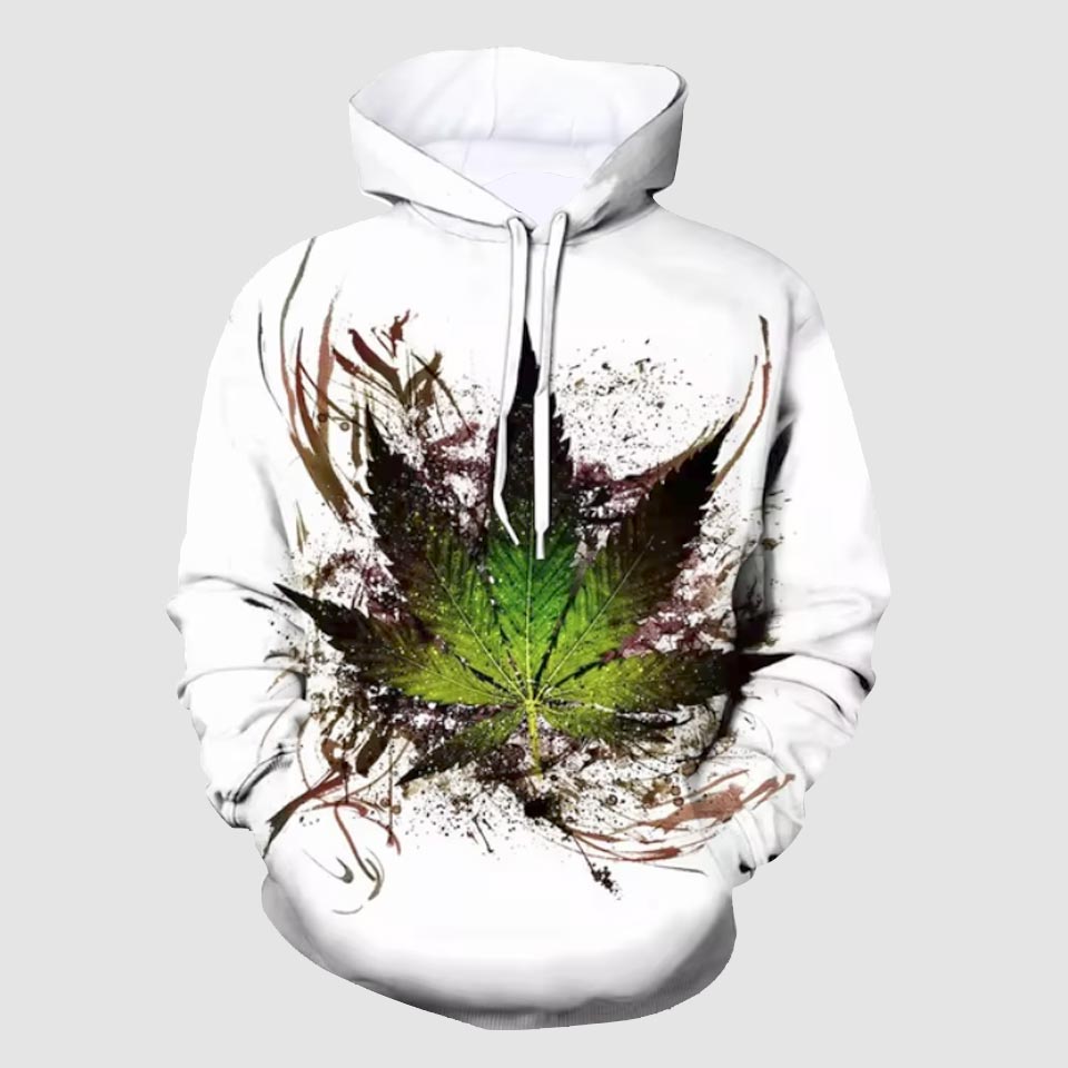 Cannabis Print Pullover Hoodie