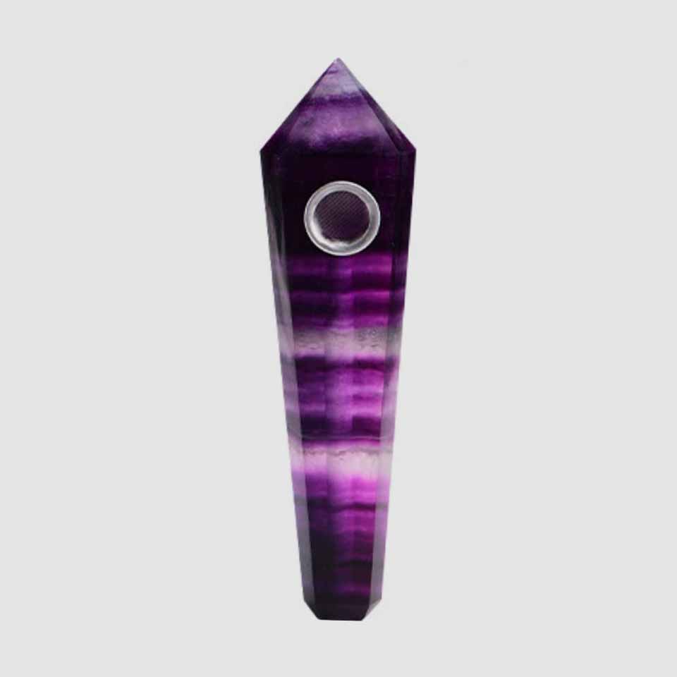 Natural Gemstone Crystal Wand Pipe Fluorite Purple