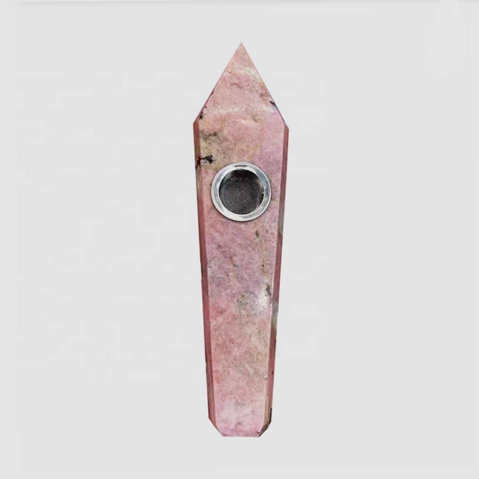 Natural Gemstone Crystal Wand Pipe Rhodonite