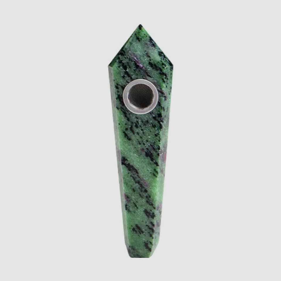 Natural Gemstone Crystal Wand Pipe Ruby Zoisite